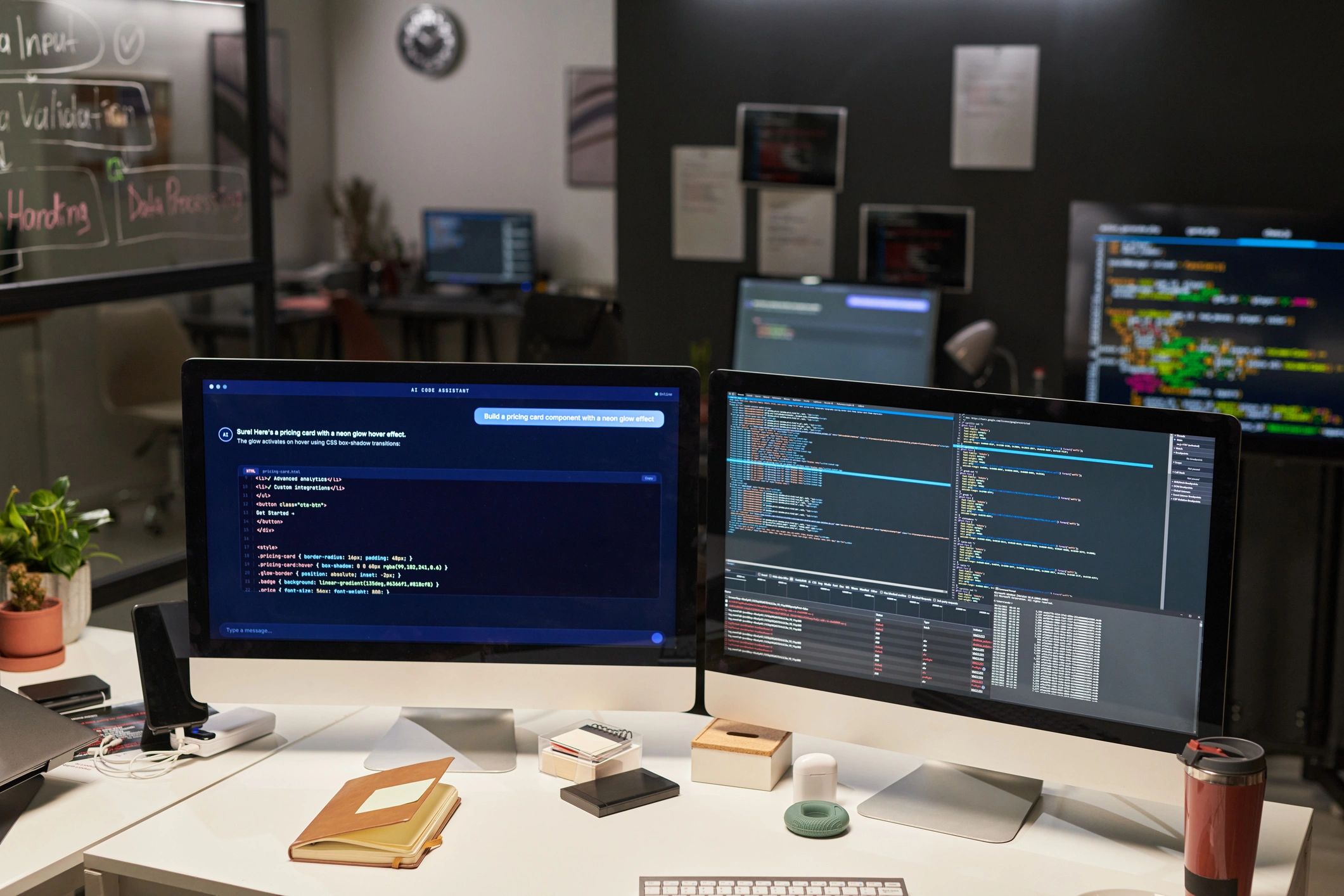 Developer workstation in a modern office