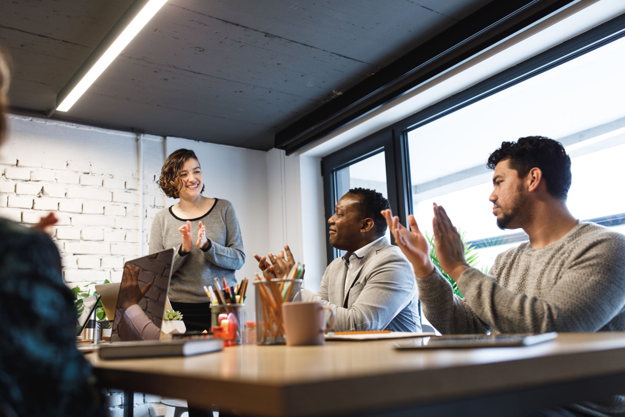 Professional team meeting in a shared office